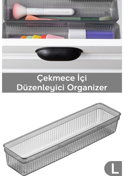 Modüler Çekmece Içi Düzenleyici, Çok Amaçlı, Şık, Pratik, Antrasit, 30,7x7,8cm