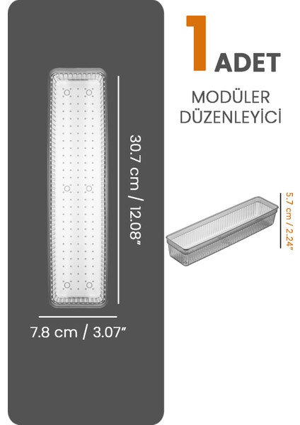 Modüler Çekmece Içi Düzenleyici, Çok Amaçlı, Şık, Pratik, Antrasit, 30,7x7,8cm fiyatları