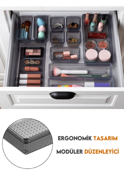 Modüler Çekmece Içi Düzenleyici, Çok Amaçlı, Şık, Pratik, Antrasit, 30,7x7,8cm modelleri