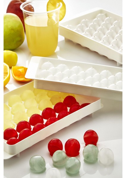 Pratik 33'lü Küre Misket Buz Kalıbı Kapaklı 33 Hazneli Yuvarlak Buz Kalıbı Kokteyl Sunum Buz Kalıbı fırsatları