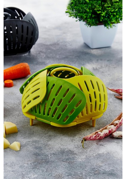 Pratik Buharda Lezzetli Sebze Meyve Haşlama Pişirme Sepeti Katlanabilir Haşlayıcı Aparat Yeşil modelleri