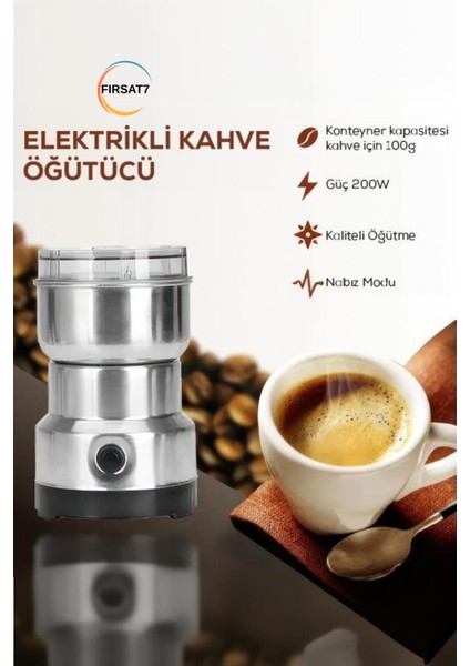 Çok Amaçlı Elektrikli Paslanmaz 4 Bıçaklı Çelik Kahve Çekirdeği ve Baharat Çelik Öğütücü