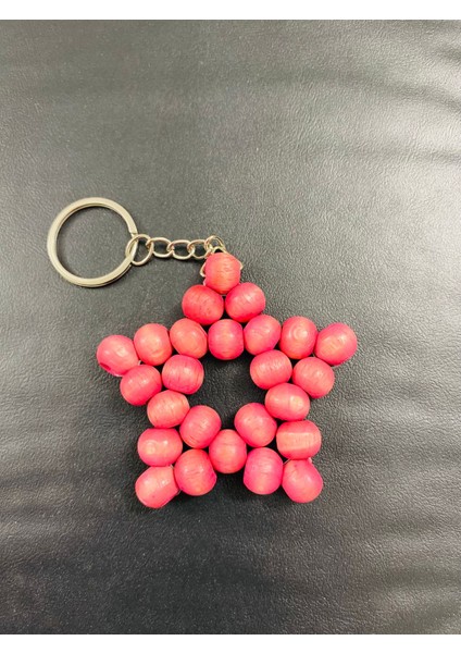 2 Lı- El Yapımı Ahşap Yıldız Anahtarlık – Doğal ve Şık Tasarım Pembe fırsatları