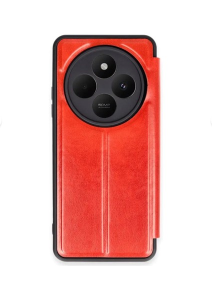 Xiaomi Redmi 14C Kılıf Kapaklı Deri Hisli Kamera Çıkıntılı Kopçalı Renkli Kartvizit Cüzdan Standlı
