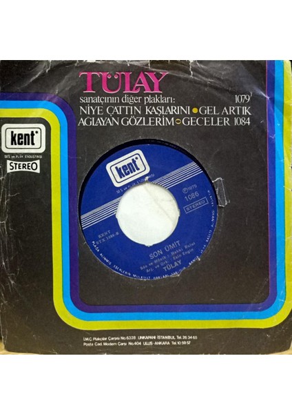 Tülay – Ikimiz Bir Fidanız / Son Ümit 45'lik fiyatları
