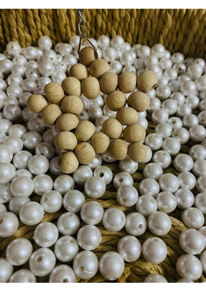 5lı- El Yapımı Ahşap Yıldız Anahtarlık – Doğal ve Şık Tasarım Bej modelleri