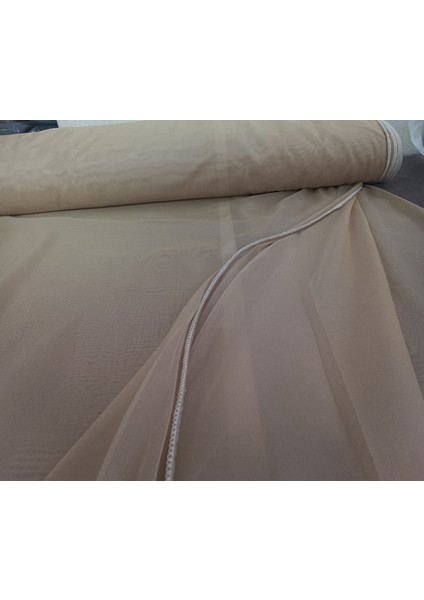 Dökümlü Düz Ipek Tül Perde - Bej - Pileli Dikim 1x2,5 Pile - İPK545 fırsatları