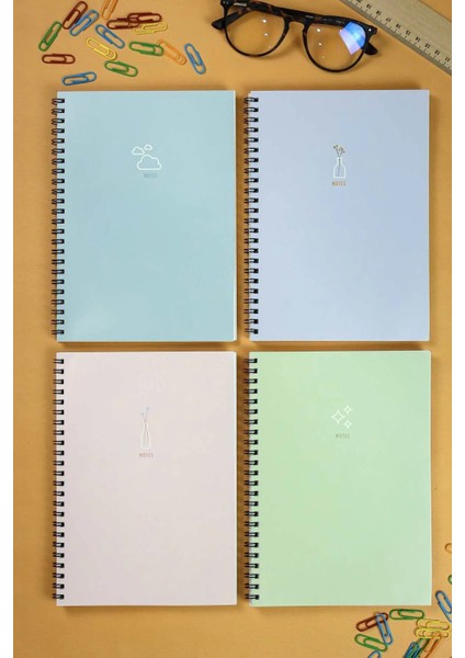 A5 Spiralli Okul Defteri 80 Yaprak 4'lü Set - Kareli Defter A5 Boy Kareli fırsatları