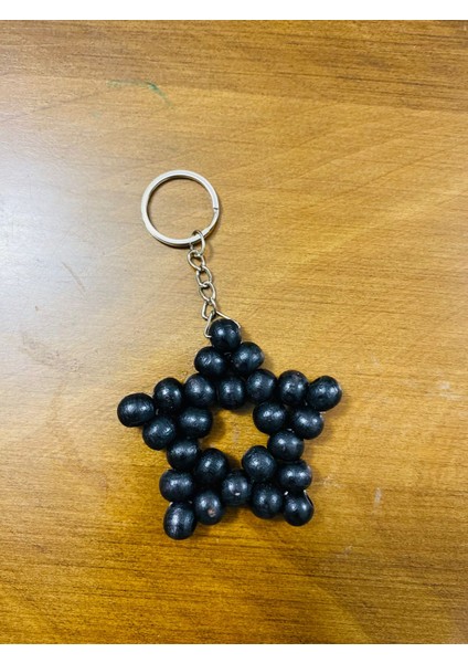 2 Lı- El Yapımı Ahşap Yıldız Anahtarlık – Doğal ve Şık Tasarım Siyah modelleri