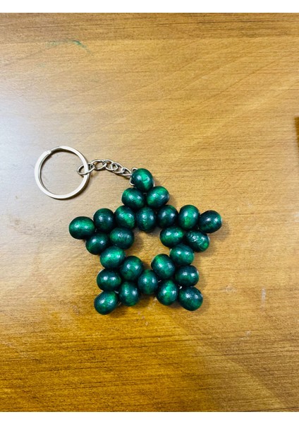 50'li- El Yapımı Ahşap Yıldız Anahtarlık – Doğal ve Şık Tasarım Yeşil modelleri