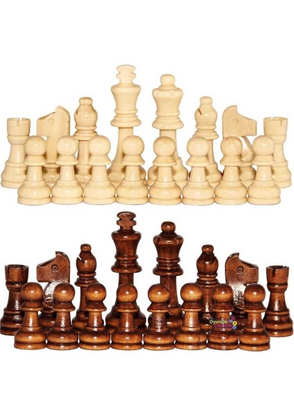 Ahşap Satranç Taşı Büyük Boy No : 35 (Şah: 8,8 mm -Piyon: 4 mm -Vezir:8,5 mm )