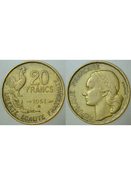 Fransa 20 Frank 1951 B.