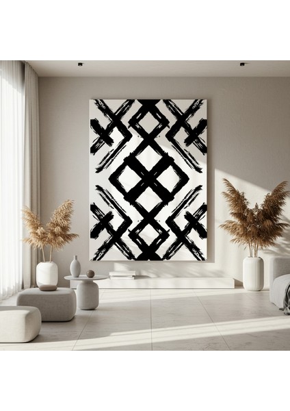 Soyut Siyah Beyaz Desen Tablosu fırsatları