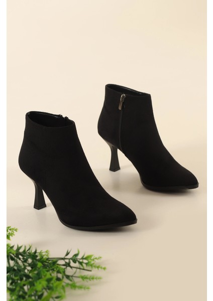 Siyah Süet Sivri Burun 8 cm İnce Topuklu Kadın Bot TMD202501 fırsatları