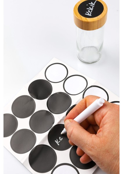 6'lı Yuvarlak Cam Yazılabilir Etiketli Kalem Hediyeli Baharatlık fiyatları