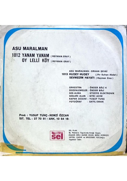 Asu Maralman – Oy Lelli Köy /yanam Yanam 45'lik fiyatları