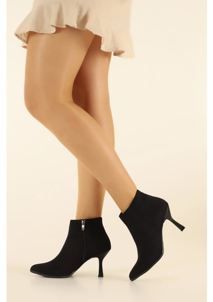 Siyah Süet Sivri Burun 8 cm İnce Topuklu Kadın Bot TMD202501 fiyatları