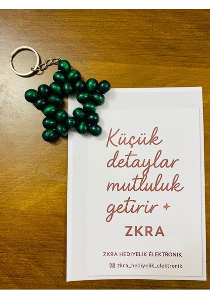 1li El Yapımı Ahşap Yıldız Anahtarlık – Doğal ve Şık Tasarım Yeşil