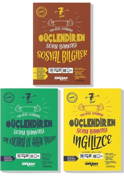 Ankara 7. Sınıf Sosyal Din Ingilizce Güçlendiren Soru Bankası Seti 2023 (3 Kitap)