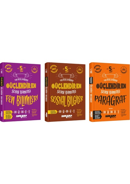 Ankara 2025 5. Sınıf Fen Bilimleri + Sosyal Bilgiler + Paragraf Güçlendiren Soru Bankası Seti 3 Kita