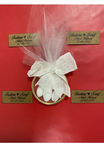 - 50'li - Badem Şekerli Nikah Kına Nişan Hatırası – Incili Tüllü Süsleme fiyatları