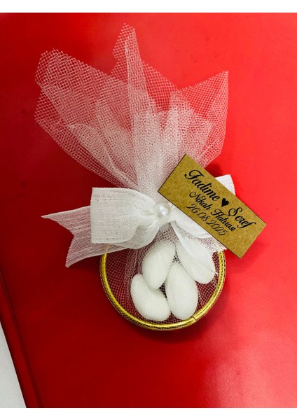 - 50'li - Badem Şekerli Nikah Kına Nişan Hatırası – Incili Tüllü Süsleme fırsatları