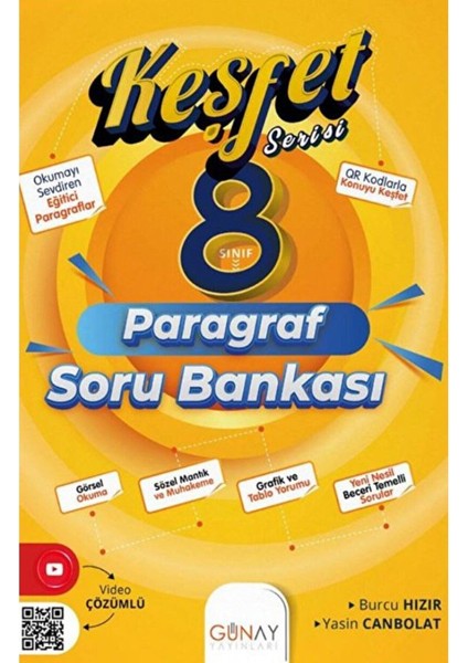 Lgs 8. Sınıf Keşfet Serisi Paragraf Soru Bankası / Burcu Hızır / Günay Yayınları / 9786258331356