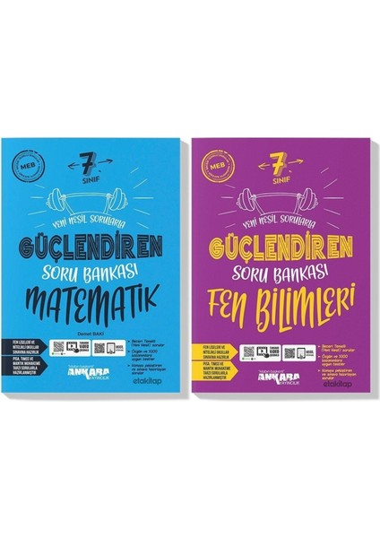 Ankara 7. Sınıf Matematik Fen Güçlendiren Soru Bankası Seti 2023 (2 Kitap)