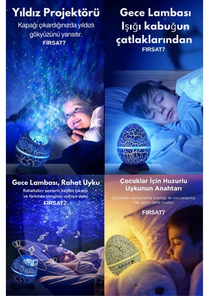 Dinazor Yumurtası Gece Lambası Kumandalı Hoparlör Galaxy Projeksiyon Çocuk Ev Ofis Hediyelik LED fiyatları