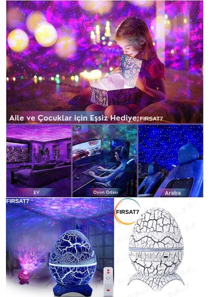 Dinazor Yumurtası Gece Lambası Kumandalı Hoparlör Galaxy Projeksiyon Çocuk Ev Ofis Hediyelik LED fırsatları