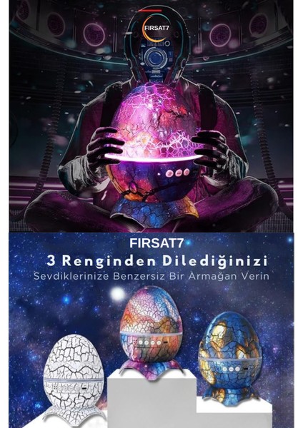 Dinazor Yumurtası Gece Lambası Kumandalı Hoparlör Galaxy Projeksiyon Çocuk Ev Ofis Hediyelik LED