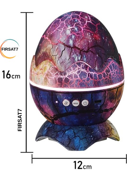 Dinazor Yumurtası Gece Lambası Kumandalı Hoparlör Galaxy Projeksiyon Çocuk Ev Ofis Hediyelik LED