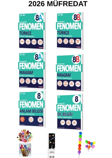 Fenomen 8. Sınıf Türkçe+Paragr Af(A-B) Anlam +Dil Sb. Set 6 Kitap (Uzay A+Emoji K+Kalem B)2026 indirimleri