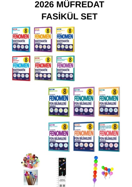 Fenomen 8. Sınıf Matematik + Fen Bilimleri Fasikül Seti 12 Kitap (Uzay A+Emoji K+Kalem B)2026