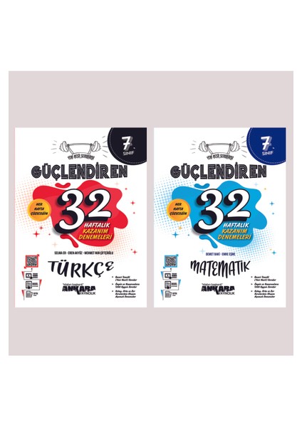 Ankara Yayınları 7. Sınıf Türkçe + Matematik 32 Haftalık Güçlendiren Kazanım Denemesi Seti