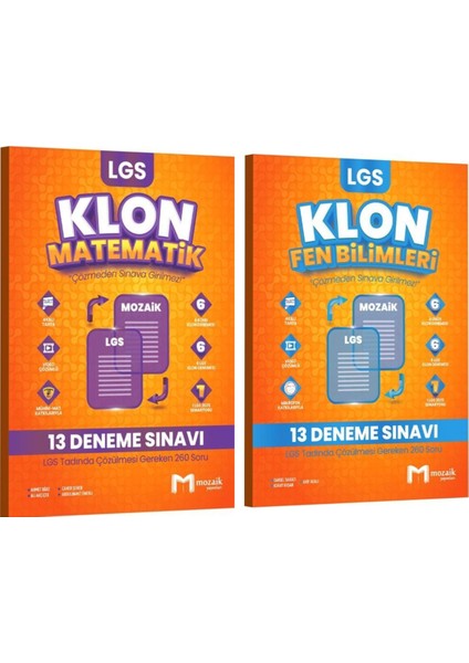 8. Sınıf Lgs Matematik ve Fen Bilimleri 26'lı Klon Branş Deneme Seti 2 Kitap