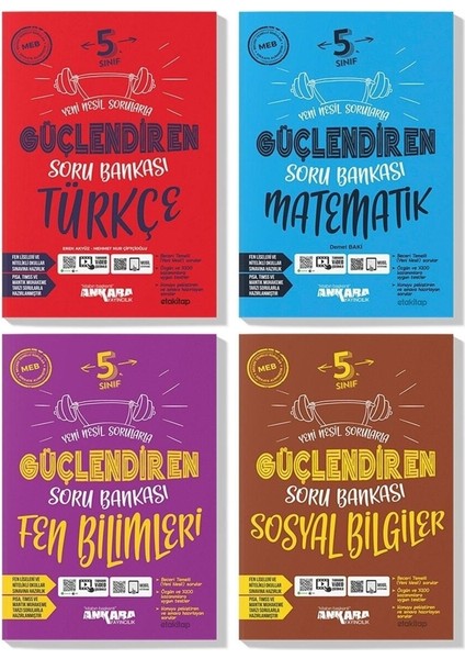 Ankara 5. Sınıf Türkçe Matematik Fen Sosyal Güçlendiren Soru Bankası Seti 2023 (4 Kitap)