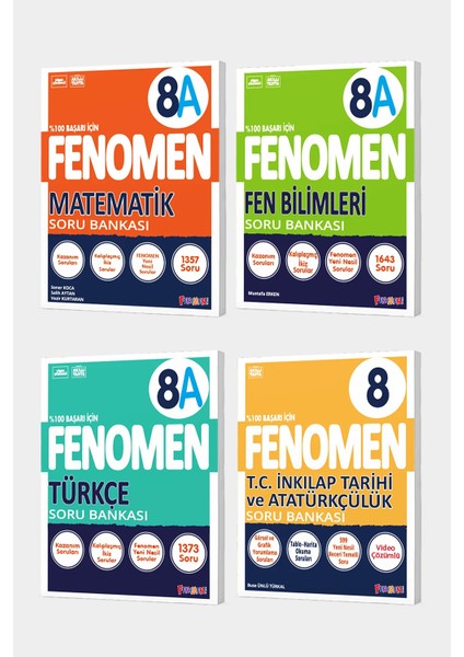 2025 Fenomen 8. Sınıf 4'lü A Set (Matematika, Fena, Türkçea, Inkılap)