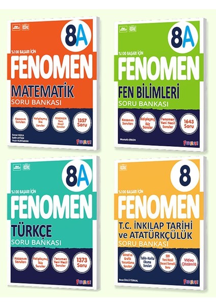 Fenomen 8. Sınıf 4'lü Set 2025 (Matematika, Fena, Türkçe, Inkılap Tarihi ve Atatürkçülük)