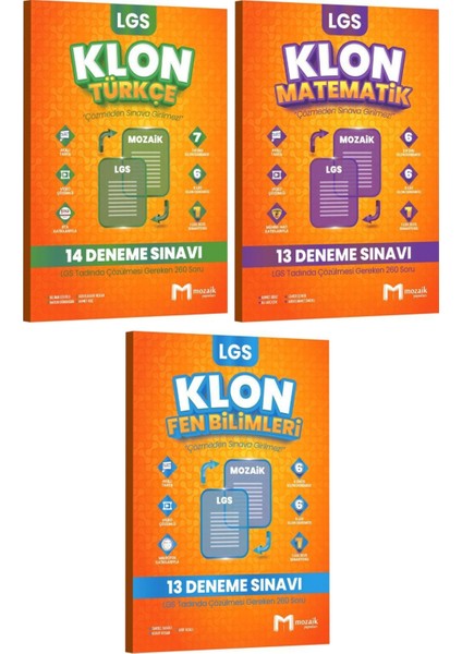 8. Sınıf Lgs Türkçe Matematik Fen Bilimleri 40'lı Klon Deneme Seti