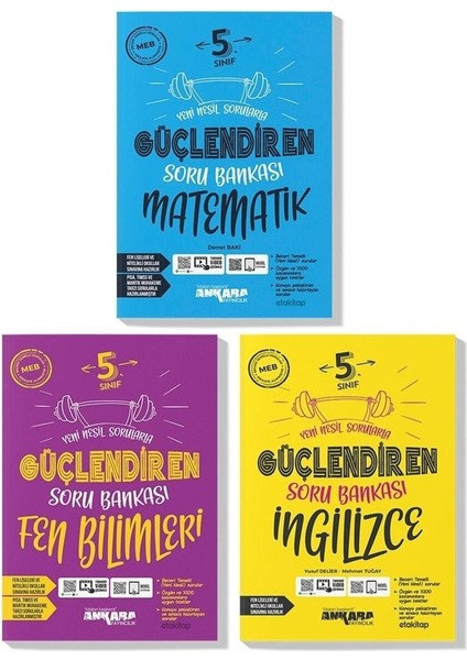 Ankara 5. Sınıf Matematik Fen Ingilizce Güçlendiren Soru Bankası Seti 2023 (3 Kitap)