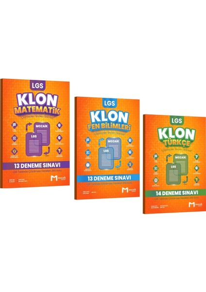 8. Sınıf Lgs Matematik Fen Bilimleri Türkçe 40'lı Klon Branş Deneme Seti 3 Kitap