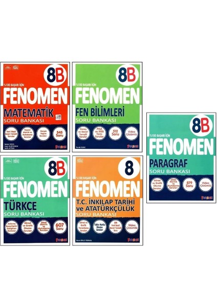 Fenomen 8. Sınıf Lgs Matematik Fen Türkçe Paragraf B Inkılap Soru Bankası Güncel Baskı 2025
