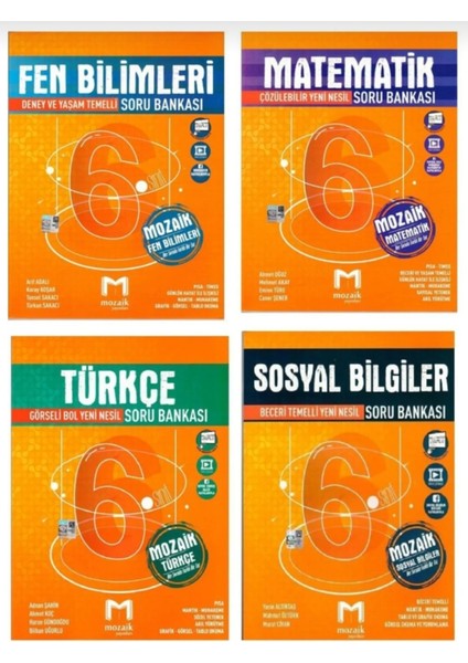 6. Sınıf Matematik Türkçe Fen Bilimleri Inkılap 4'lüsoru Bankası Seti 4 Kitap