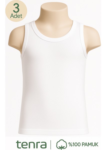 Beyaz Askılı Çocuk Atlet 3 Adet %100 Pamuk