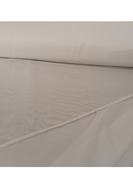 Dökümlü Düz Ipek Tül Perde - Ekru - Pileli Dikim 1x2,5 Pile - İPK520 modelleri