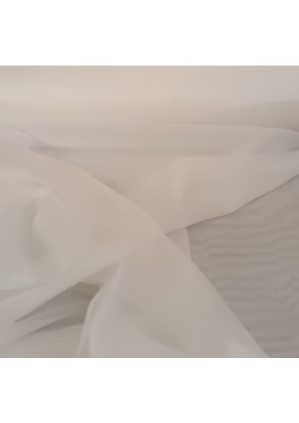 Dökümlü Düz Ipek Tül Perde - Ekru - Pileli Dikim 1x2,5 Pile - İPK520