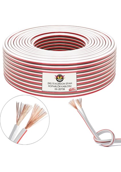 Hoparlör Kablosu Kordon 2x0.75 Zayıf Akım LED Kablosu Beyaz 100 Metre