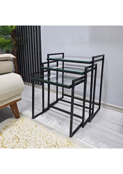 3'lü Rana Sehpa, Şeffaf Camlı, Çok Amaçlı Zigon Sehpa, Yan Sehpa, Orta Sehpa, Metal Sehpa