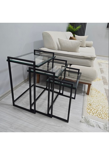 3'lü Rana Sehpa, Şeffaf Camlı, Çok Amaçlı Zigon Sehpa, Yan Sehpa, Orta Sehpa, Metal Sehpa fiyatları